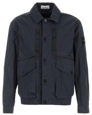 Stone Island Logo-Patch Jacket - Blue