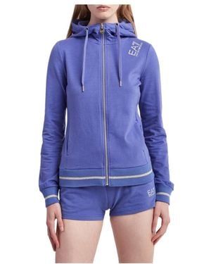 EA7 Drawstring Hooded Hoodie - Blue