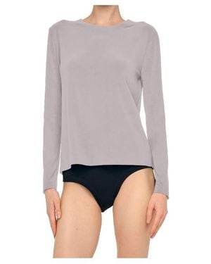 Norma Kamali Cropped Long Sleeve T - Gray