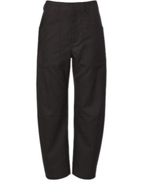 Nili Lotan Shon Virgin Wool Barrel-Leg Pants - Black