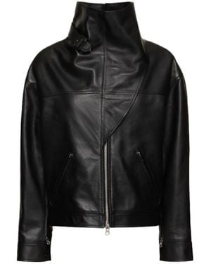 Courreges Long-Sleeved Leather Jacket - Black