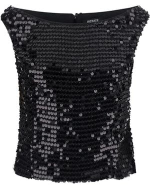 ROTATE BIRGER CHRISTENSEN Sequined Off-Shoulder Top - Black