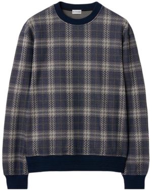 Burberry Checked Crewneck Jumper - Grey