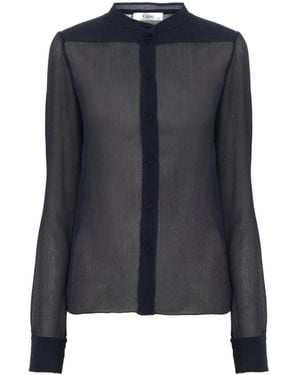 Chloé Chloé Slim-Fit Collarless Blouse - Blue