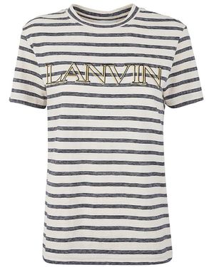 Lanvin Striped Crewneck T-Shirt - White
