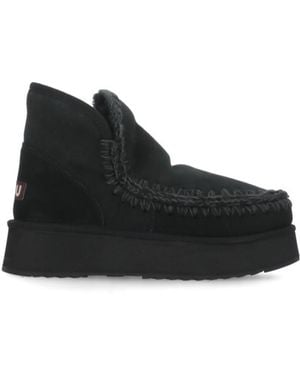 Mou Shearling Stitch Boots - Black