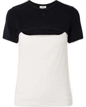 Courreges Cut-Out Colour-Block T-Shirt - Black