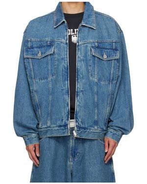 Vetements Hip-Hop Denim Jacket - Blue
