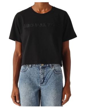 Michael Kors Logo-Embroidered T-Shirt - Black