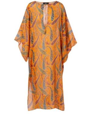 Etro Paisley Ramie Kaftan - Orange
