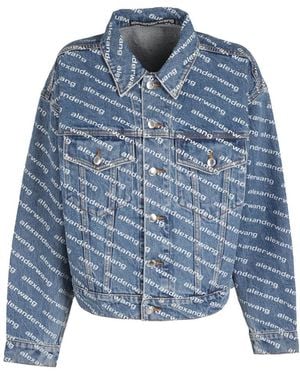 Alexander Wang Logo-Printed Denim Coat - Blue