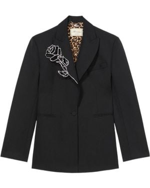Blumarine Crystal Rose Single-Breasted Blazer - Black