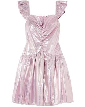 BATSHEVA Ruched Lamé Mini Dress - Pink
