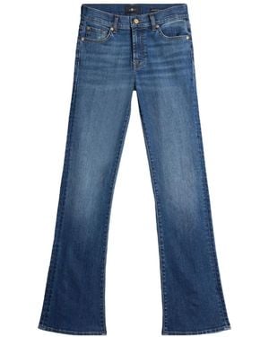 7 For All Mankind Midriff-Hugging Flared Jeans - Blue