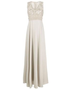 Brunello Cucinelli Sequin-Embellished Sleeveless Gown - White