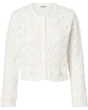 RIXO London Openwork Knit Cardigan - White