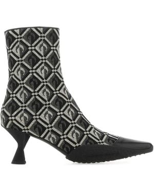 Marine Serre Pointed Toe Monogram Boots - Black