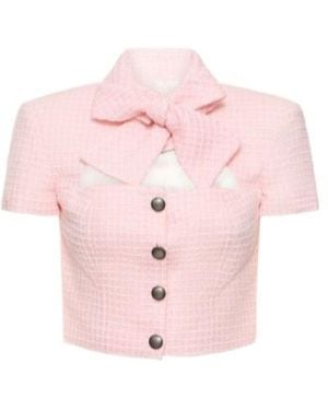 Alessandra Rich Bowtie Tweed Jacket - Pink