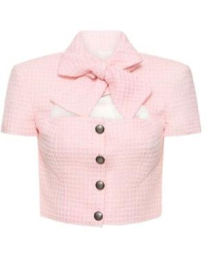Alessandra Rich Bowtie Tweed Jacket - Pink