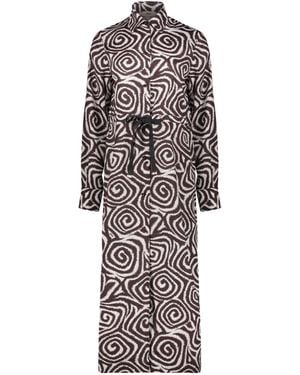 Herno Belted Patterned Long Dress - White