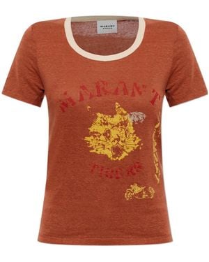 Isabel Marant Kiliann Printed T-Shirt - Orange