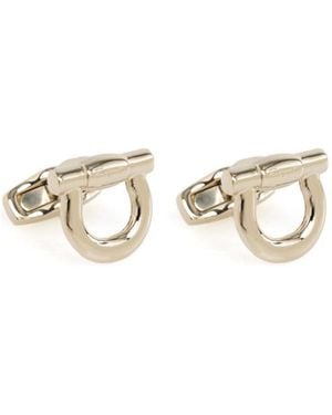 Ferragamo Ferragamo Logo Engraved Cuff Links - White