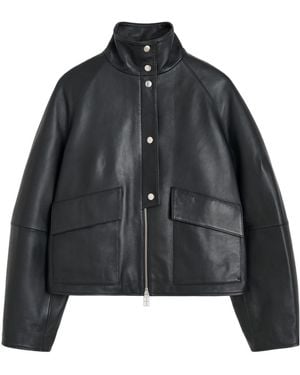 By Malene Birger High Neck Leather Jacket - Black