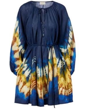 ALÉMAIS Martine Printed Ramie Minidress - Blue