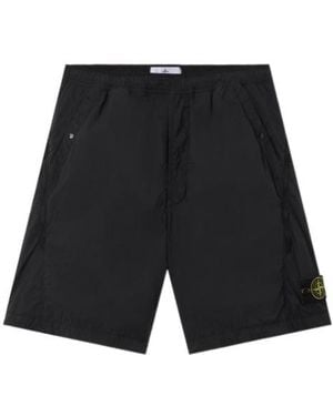 Stone Island Compass-Patch Drawstring Shorts - Black