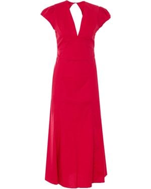Twinset V-Neck Long Dress - Red