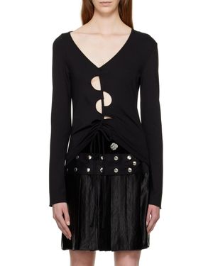 AVAVAV Long-Sleeved Hollow Shirt - Black