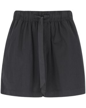 Tekla Drawstring Poplin Sleep Shorts - Black