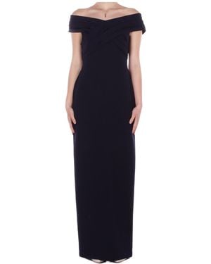 Ralph Lauren Lauren Crepe Off-The-Shoulder Gown - Blue