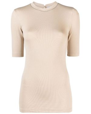 Brunello Cucinelli Embellished Collar T-Shirt - Natural