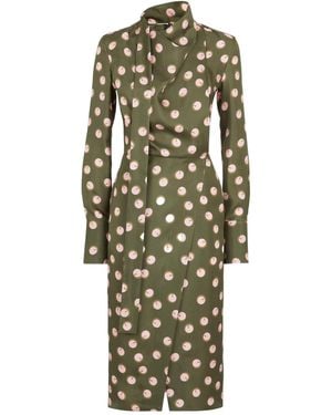 Fendi Graphic Printed Scarf-Detailed Dress - Green