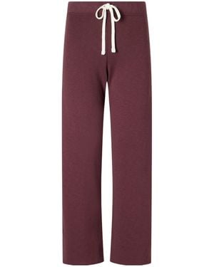 James Perse Cropped Cotton-Terry Wide-Leg Track Pants - Purple