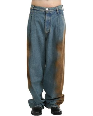 Uma Wang Tie-Dyed Printed Jeans Trousers - Blue