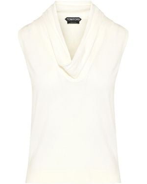 Tom Ford Cowl-Neck Sleeveless Top - White