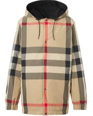 Burberry Drawstring Hooded Checkered Jacket - Brown