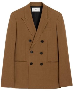 Ami Paris Double-Breasted Tailored Blazer - Brown
