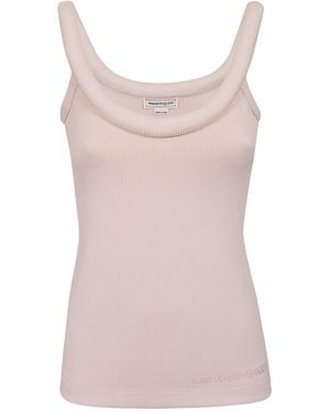 McQueen 3D-Detailed Sleeveless Ribbed Top - Pink