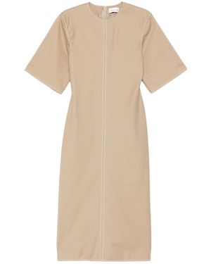 Ami Paris Topstitch Dress - Natural