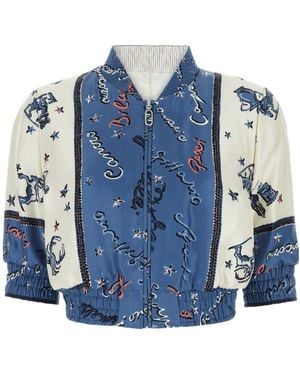 Fendi Graphic Printed Bomber Jacket - Blue