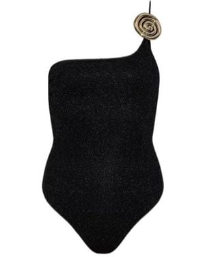 Oséree Asymmetrical One-Piece Swimsuit - Black