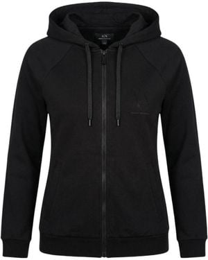 ARMANI EXCHANGE Rhinestone-Embellished Zip-Up Hoodie - Black