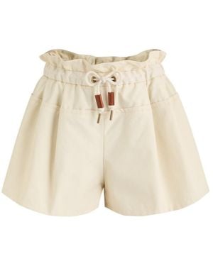 Moncler Canvas Trim Shell Shorts - Natural