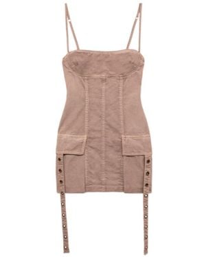Blumarine Work Pocket Canvas Mini Dress - Pink