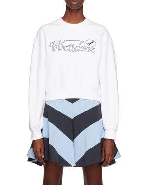 we11done Logo Print Cotton Sweatshirt - White