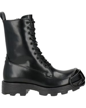 DIESEL Minimalist Lace-Up Ankle Boots - Black