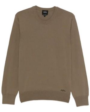 A.P.C. Crewneck Embroidered Sweatshirt - Brown